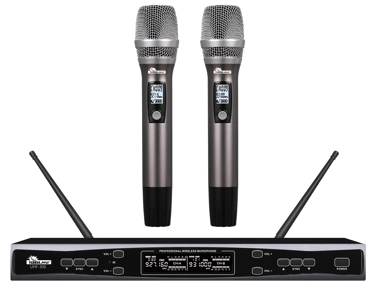 IDOLpro UHF-306 Professional Dual Wireless Microphone System With Long Distance Operation