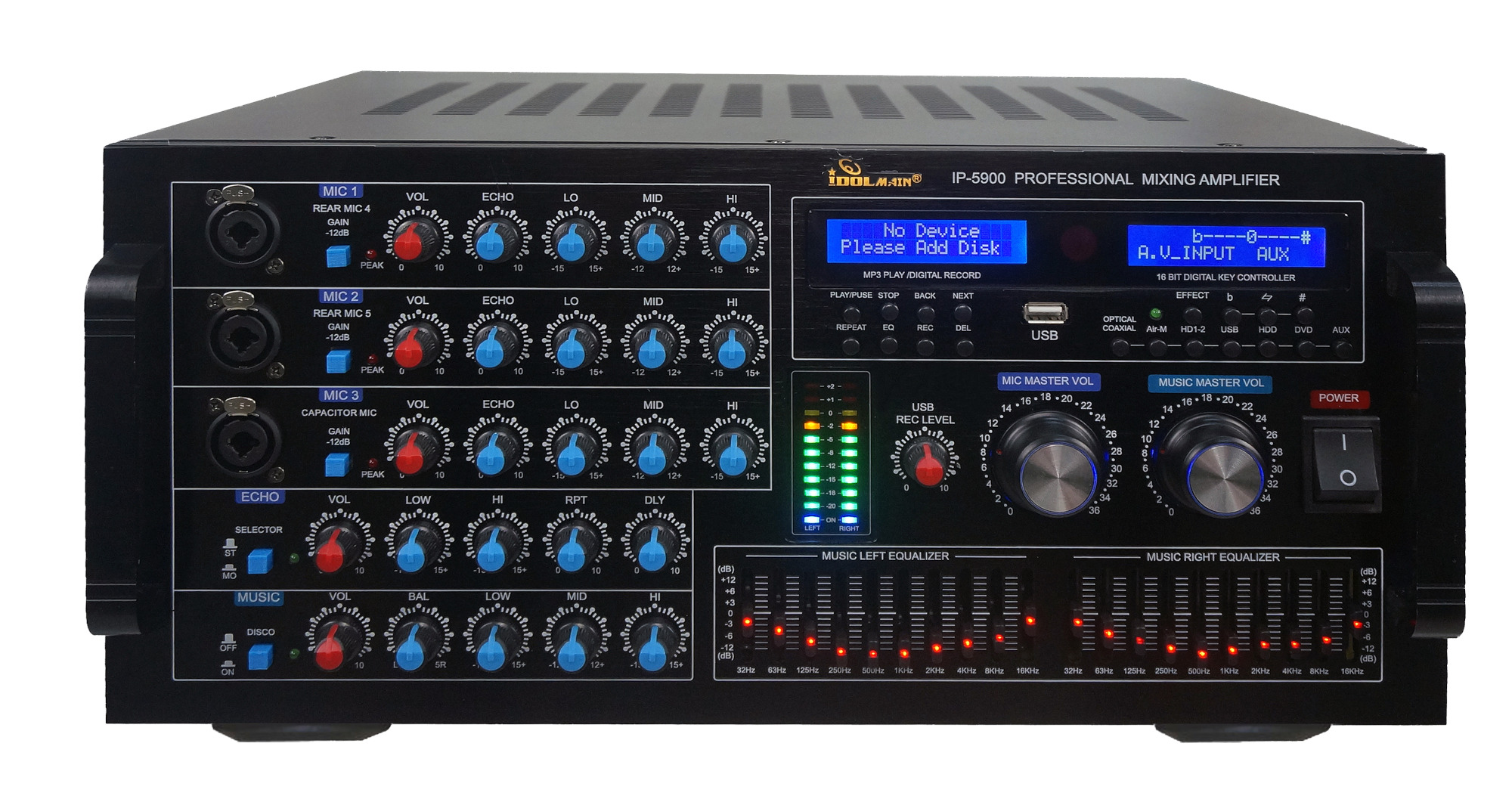 IDOLmain IP-5900 6000W Digital Echo Karaoke Mixing Amplifier With Repeat/Delay Control, HDMI/Optical Inputs