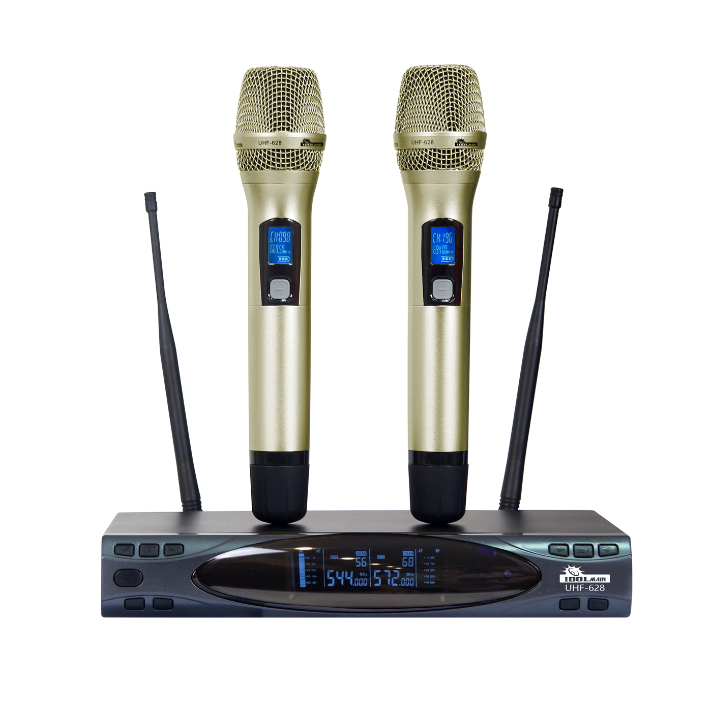 IDOLmain UHF-628 Auto Sound Cut Off When Dropping Dual Wireless Microphone System