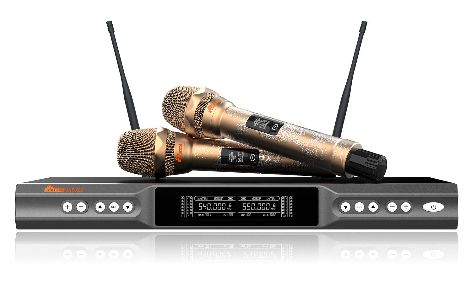 IDOLmain UHF-X2D Golden Dragons Engraved with Dependable Performance and Professional Graded Wireless Microphones