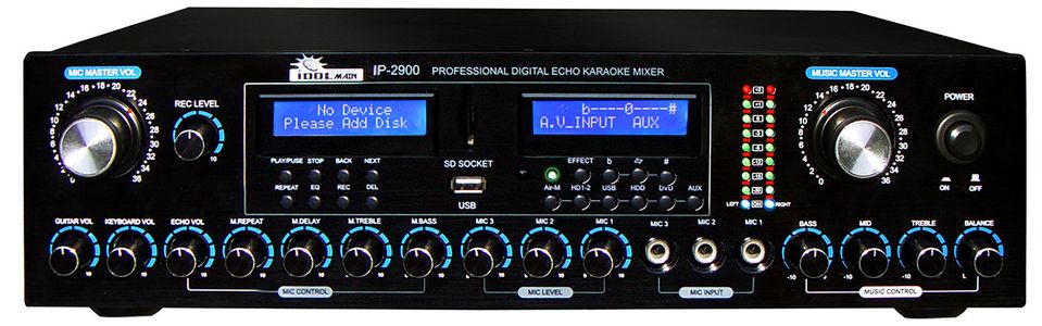 IDOLmain IP-2900 Professional Digital Key Control/Echo w/ Recording / Bluetooth / HDMI/ Vocal Enhancer Karaoke Mixer